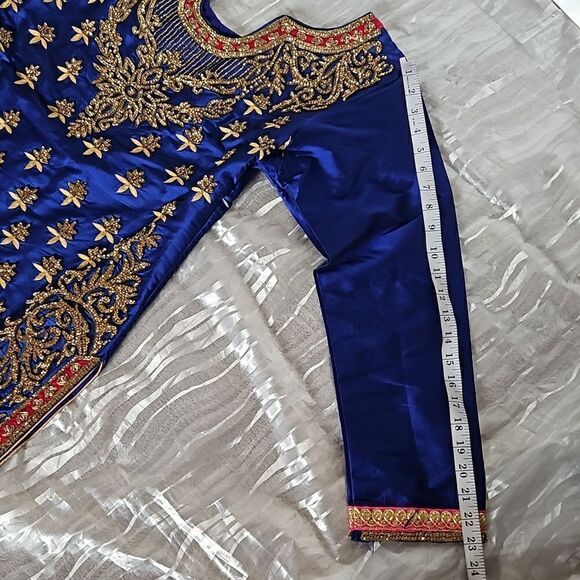 Indian Ladies Straight Kurta Dress With Long Sleeves Size Medium/Small Royal Blu - Picture 9 of 16